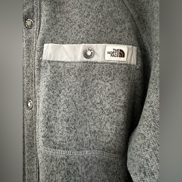 The North Face Men's Fleece Button Up Shirt Jacket Grey Size L - Picture 4 of 6